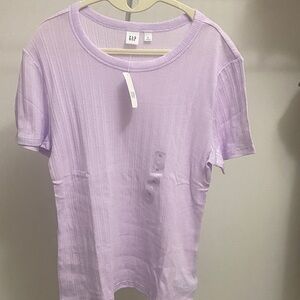 GAP Pastel Lavender Short Sleeve Ribbed Crew Tee XL PTP abt 19 & stretches